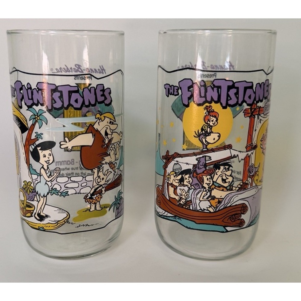 FLINTSTONES GLASSES First 30 years 1964 Hardees Hanna-Barbera Collectible 90s